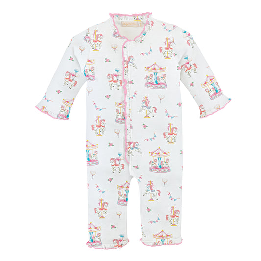 Girls Printed Zipper Coverall w/ Ruffles | Carousel