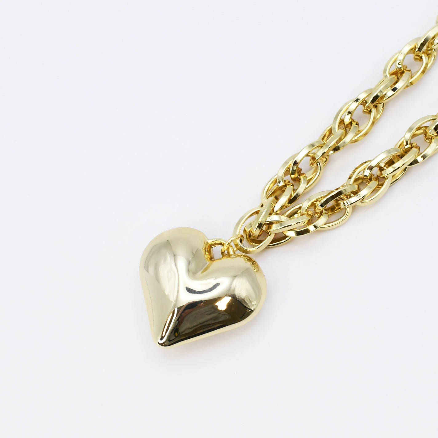 Chunky Chain Puffy Heart Necklace