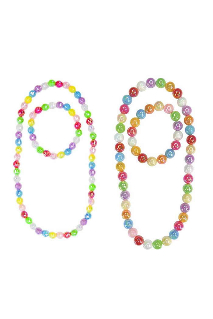 Colour Me Rainbow Necklace & Bracelet Set | Disco Ball or Glossy Round Beads