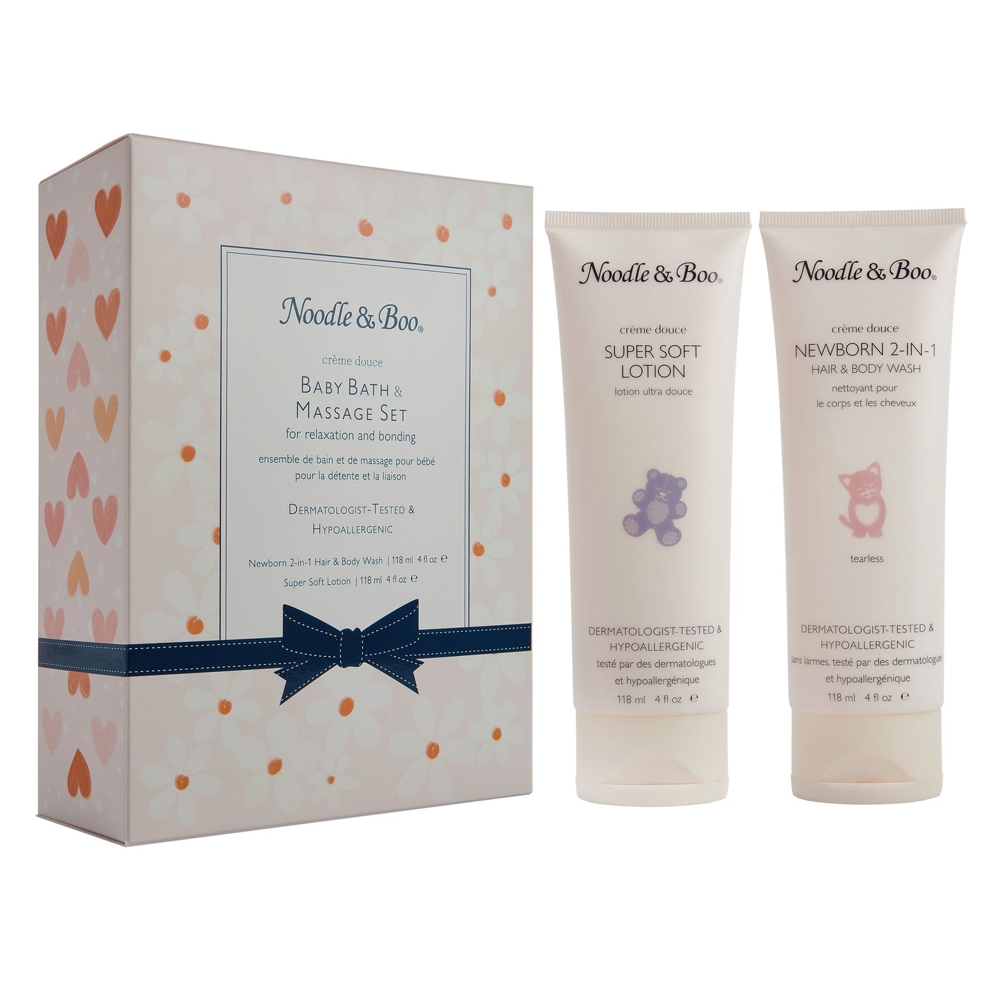 Baby Bath & Massage Gift Set | Hearts & Daisies