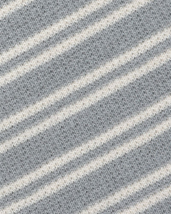 RIBBED LONG SLEEVE DRESS || STEEL BLUE MICRO STRIPE