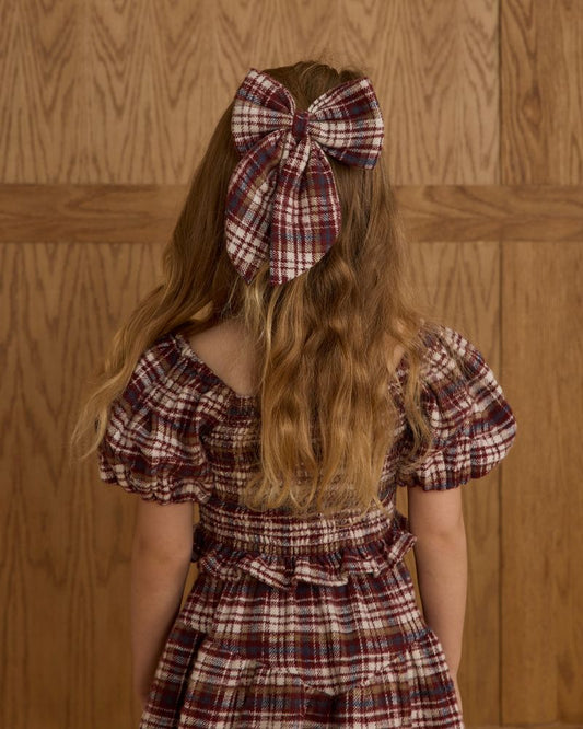 OVERSIZED BOW || BURGUNDY PLAID