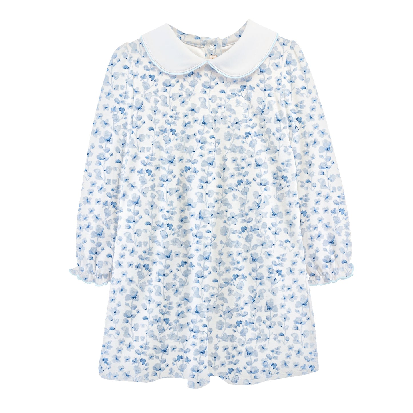 Round Collar Dress | Blue Begonias