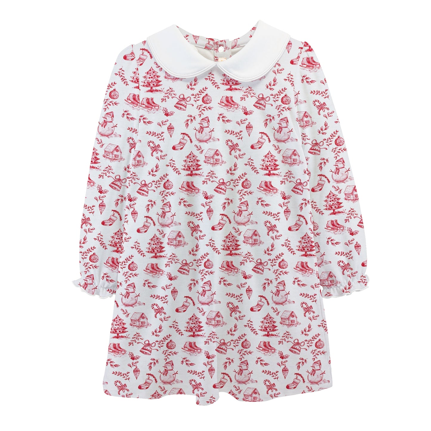 Round Collar Dress | Christmas Toile