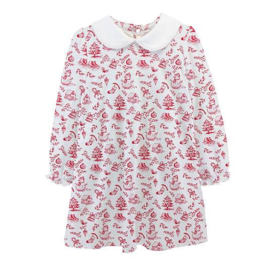 Round Collar Dress | Christmas Toile