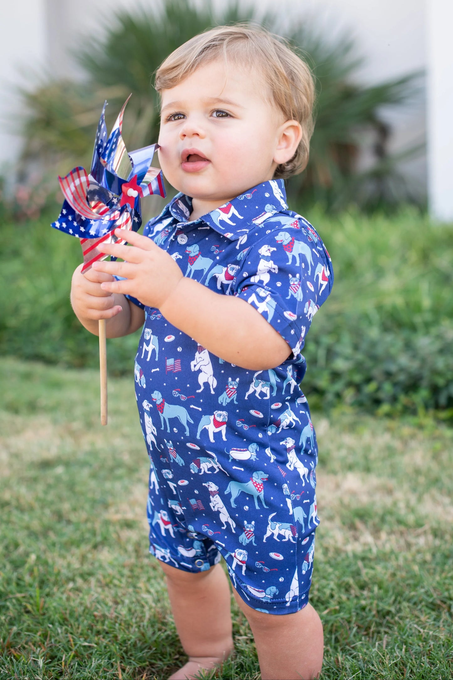 Polo Short Sleeve Romper | Yankee Doodle Dogs