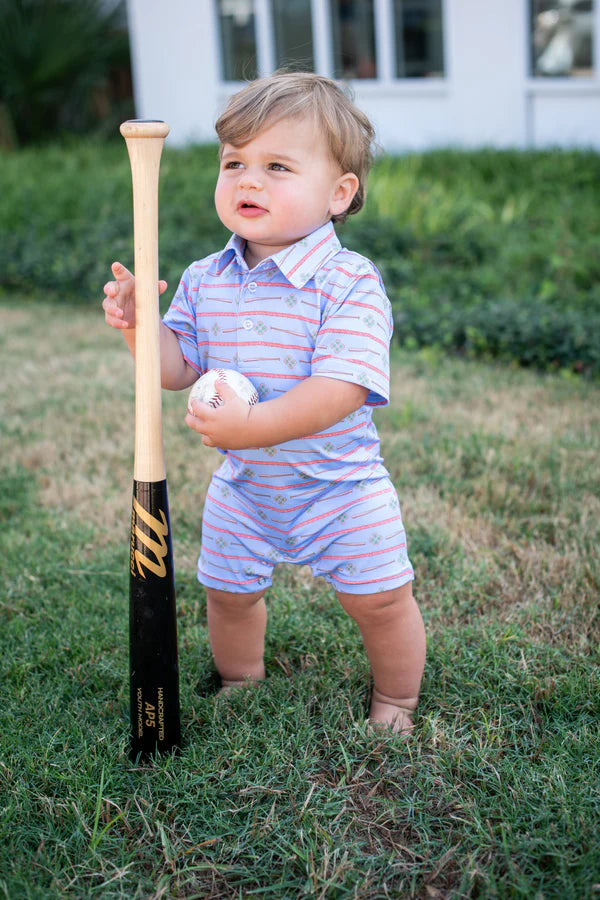 Polo Short Sleeve Romper | Extra Innings