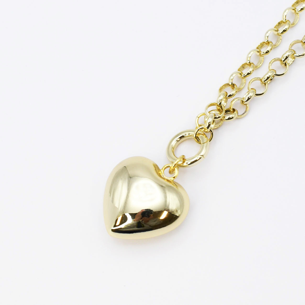 Dainty Chain Puffy Heart Necklace