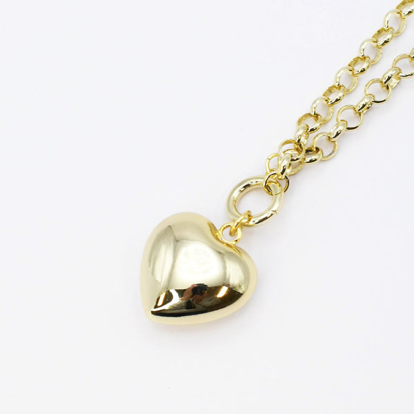 Dainty Chain Puffy Heart Necklace