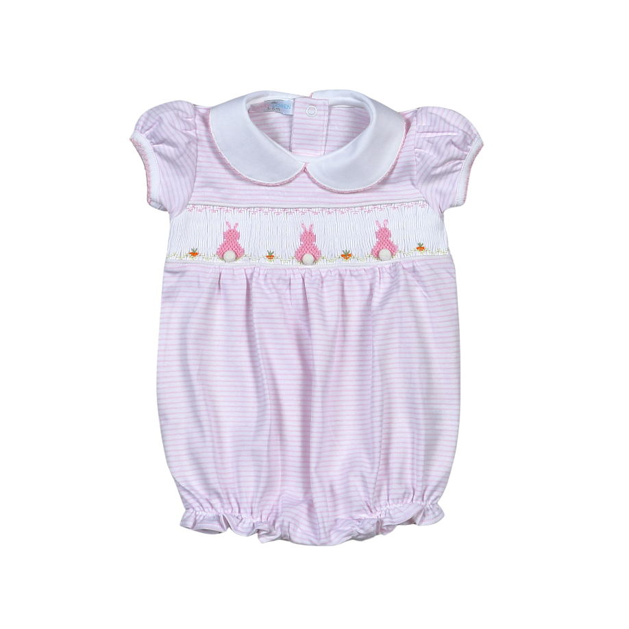 Pink Hand Smocked Bunnies Bubble