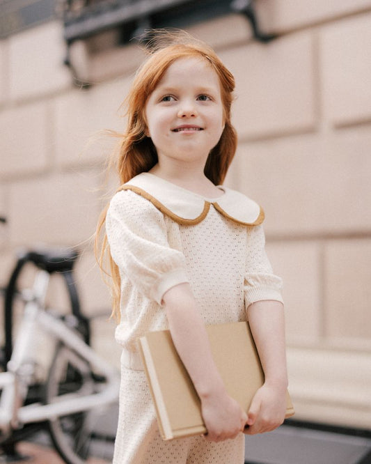 POINTELLE COLLARED TOP || NATURAL