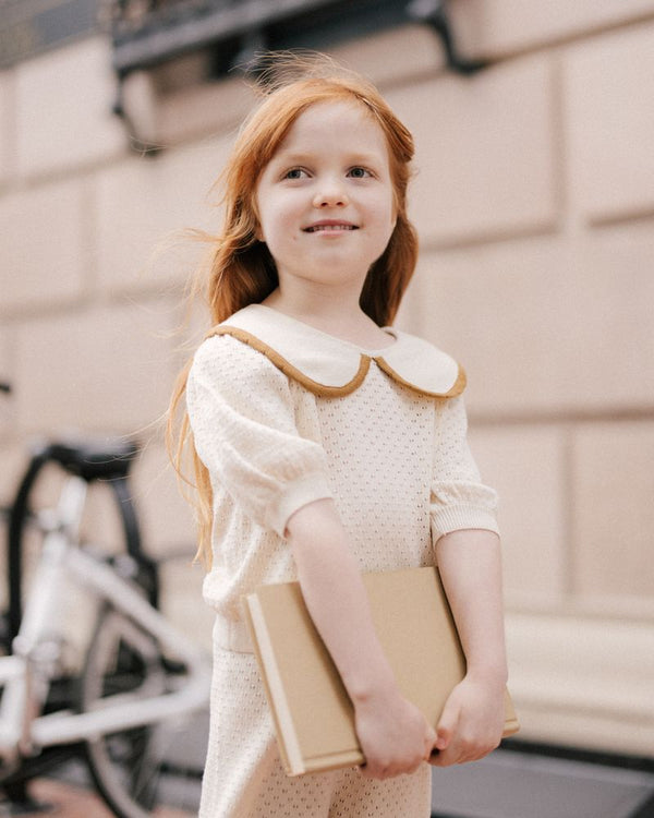 POINTELLE COLLARED  TOP || NATURAL