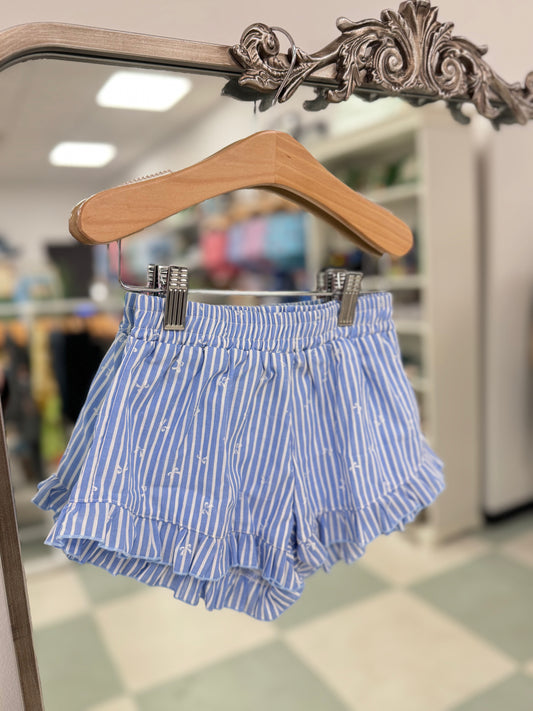 Blue Stripe Bow Shorts