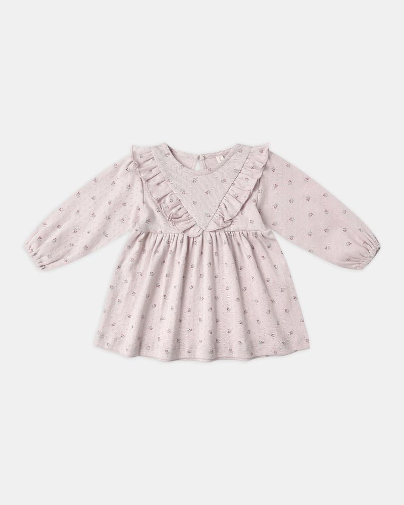 LONG SLEEVE RUFFLE V DRESS || LILAC DITSY