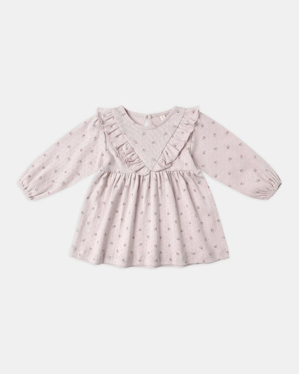 LONG SLEEVE RUFFLE V DRESS || LILAC DITSY