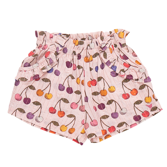 Girls Ruffle Theodore Short | Cloud Pink Cherry