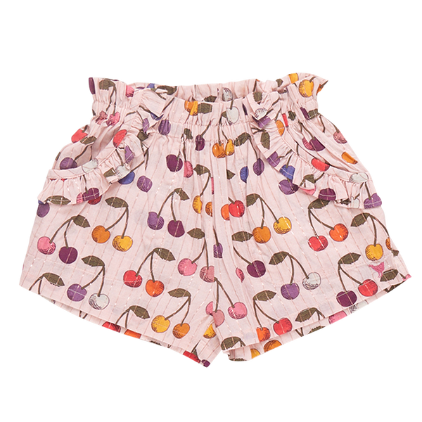 Girls Ruffle Theodore Short | Cloud Pink Cherry