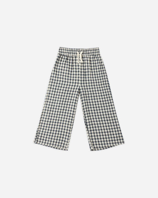 WIDE LEG PANT || NAVY CHECK