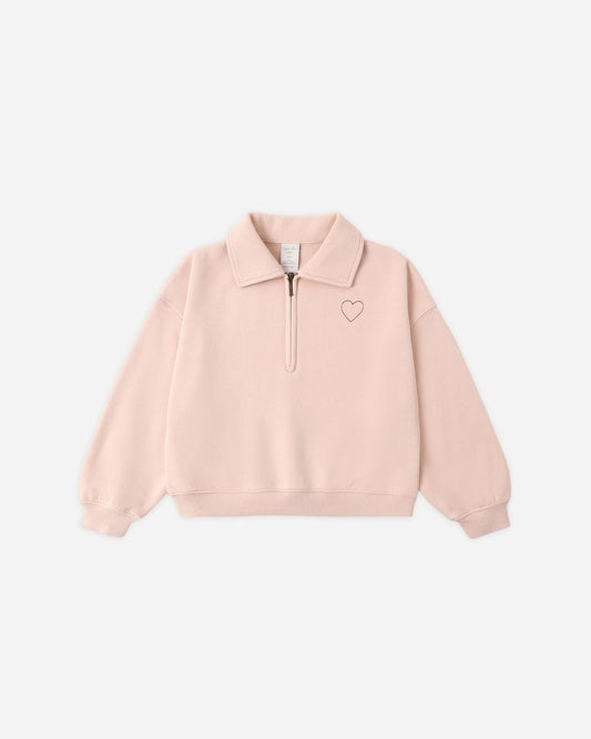 QUARTER ZIP SWEATSHIRT | BLUSH