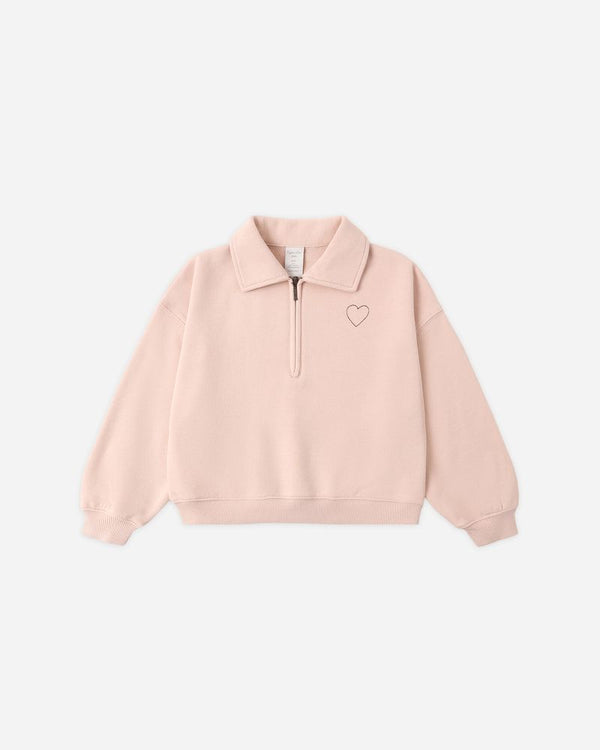 QUARTER ZIP SWEATSHIRT | BLUSH