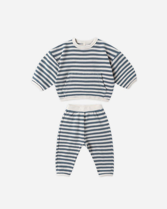 WAFFLE SLOUCH SET || OCEAN STRIPE