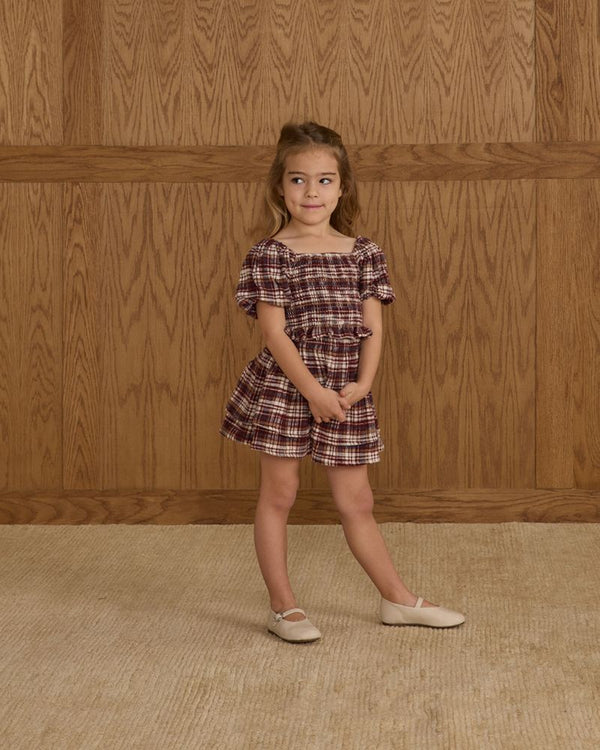 TRIXIE TOP || BURGUNDY PLAID