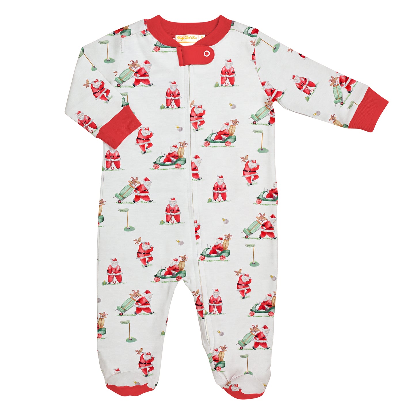 Printed Zippered Footie | Santa's Golf