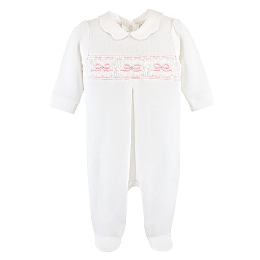 English Knot Smocked Collared Footie | Pretty Bows