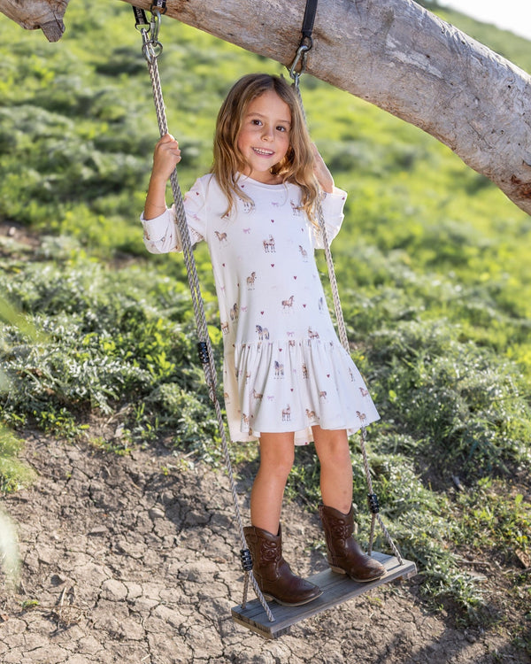 Jules Horse Hacci Dress - Ivory