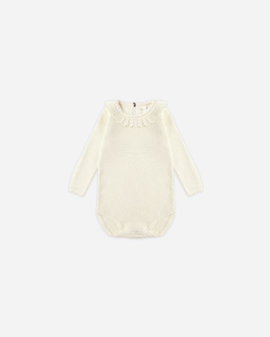 RUFFLE COLLAR BODYSUIT || NATURAL