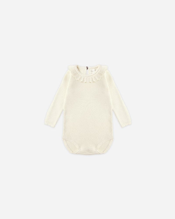 RUFFLE COLLAR BODYSUIT || NATURAL