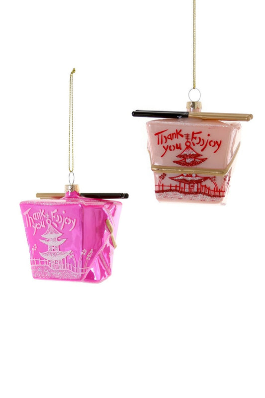 Chinese Take Out Box Ornament | Light or Dark Pink