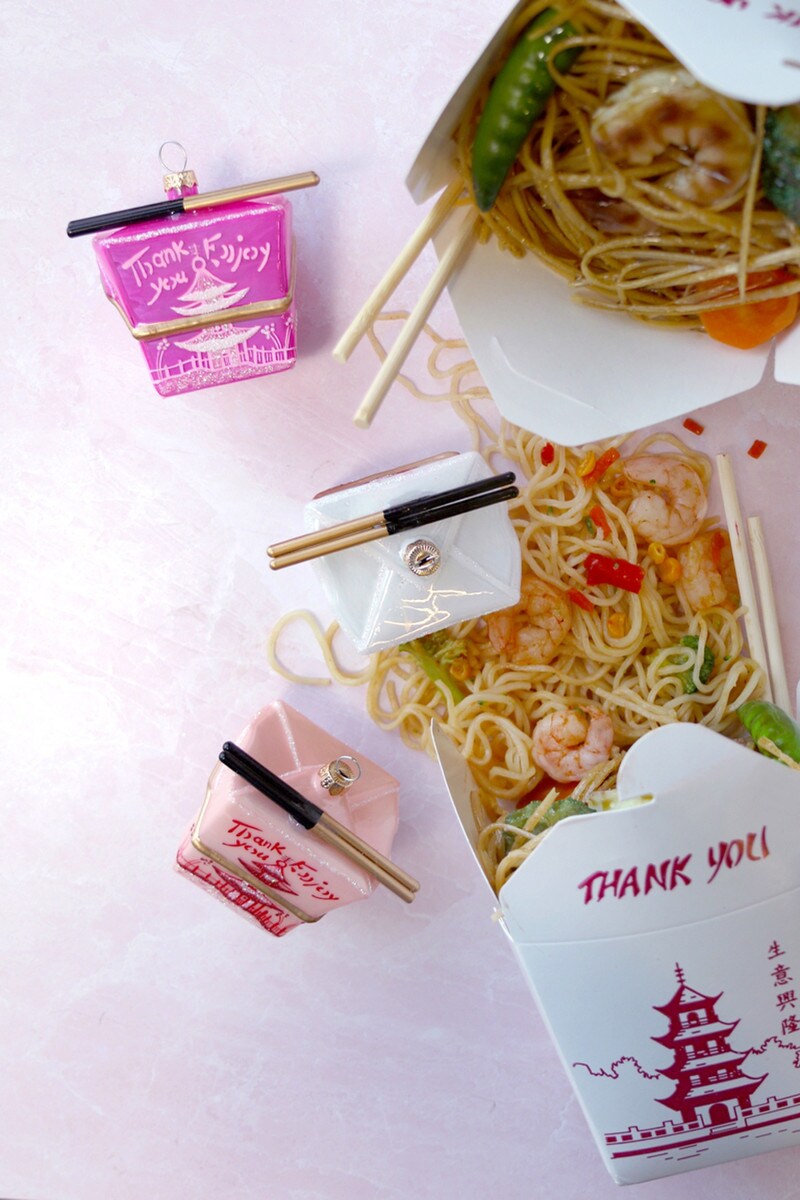 Chinese Take Out Box Ornament | Light or Dark Pink