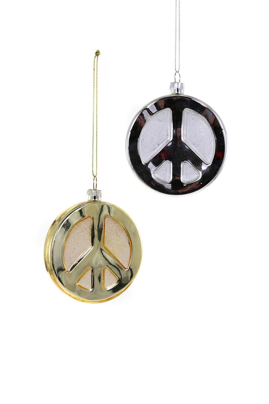 Peace Sign Ornament | Gold or Silver