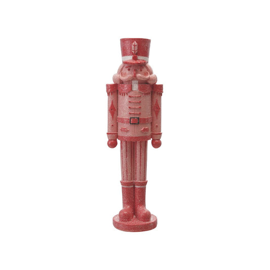 Resin Nutcracker with Glitter | Pink and Red