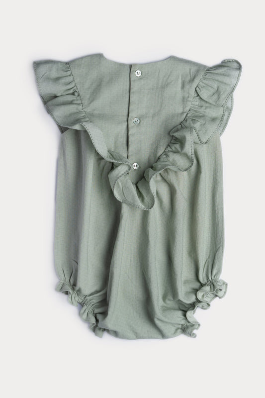Lucy Romper | Tiny Dots Sage