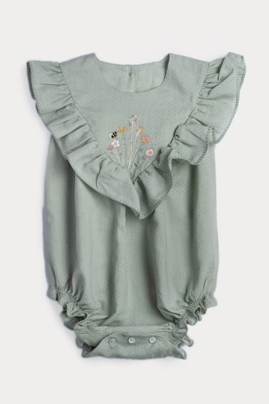 Lucy Romper | Tiny Dots Sage