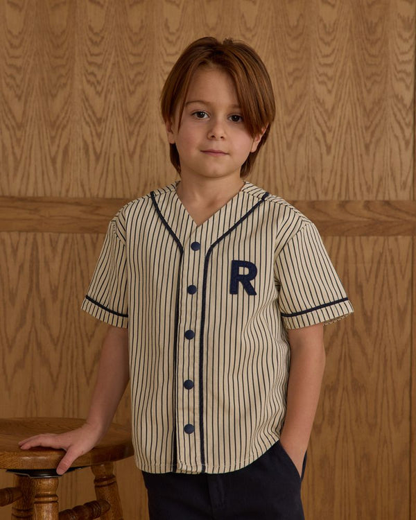 BASEBALL SHIRT || NAVY PINSTRIPE