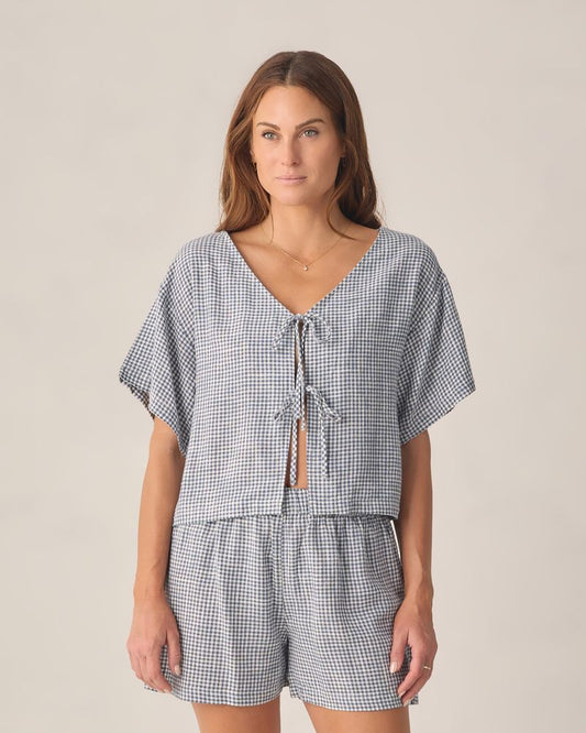WOMEN'S JUNIPER SET | MARINE GINGHAM