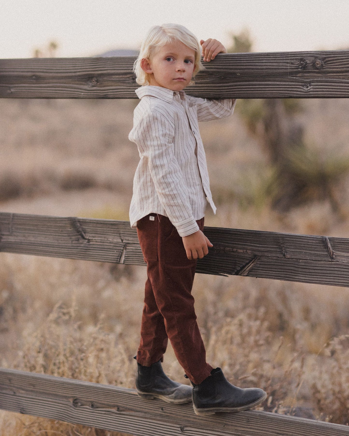 COLLARED LONG SLEEVE SHIRT | STONE STRIPE