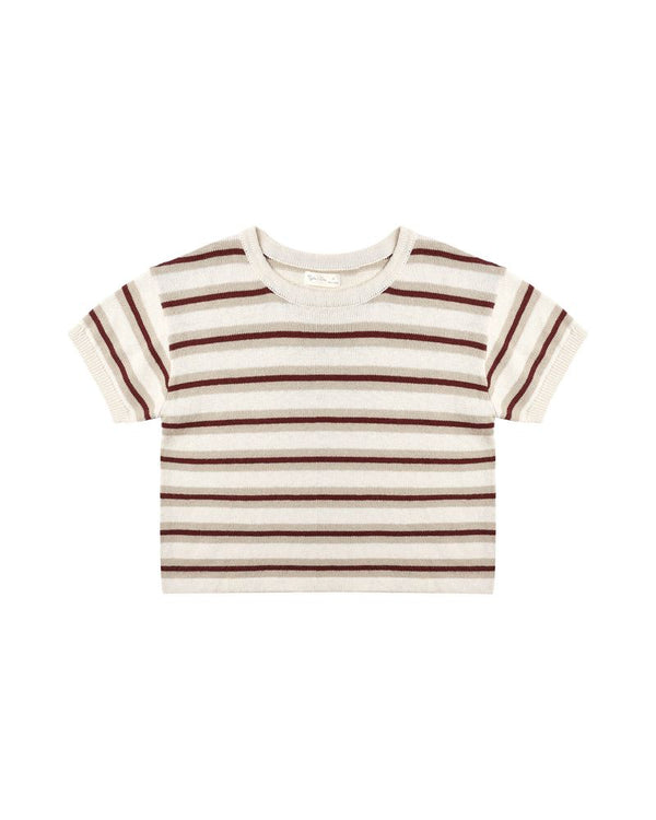 BOXY CROP KNIT TEE || AUTUMN STRIPE
