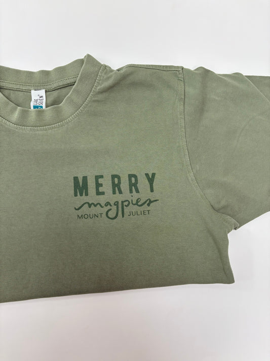 Merry Magpies Women's Tee | Sage Green