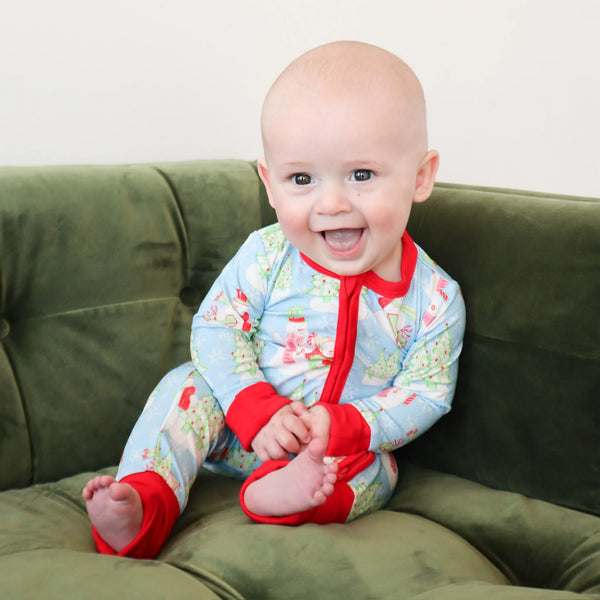 Zipper Romper || Blue Snowman