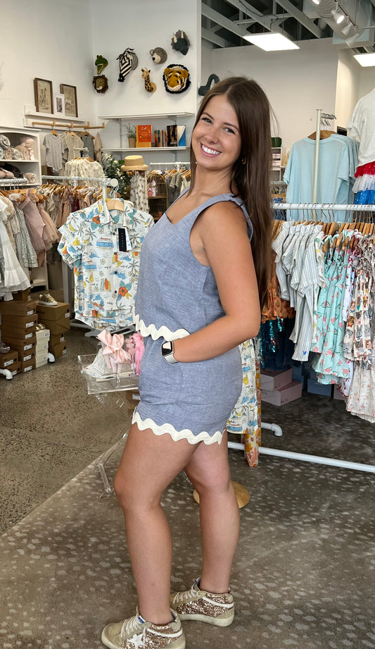 Heather Grey Scalloped Set