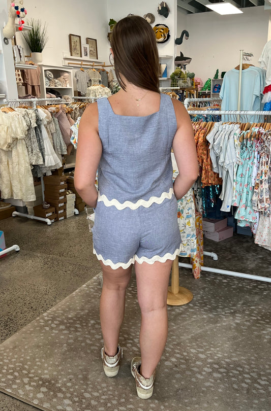 Heather Grey Scalloped Set