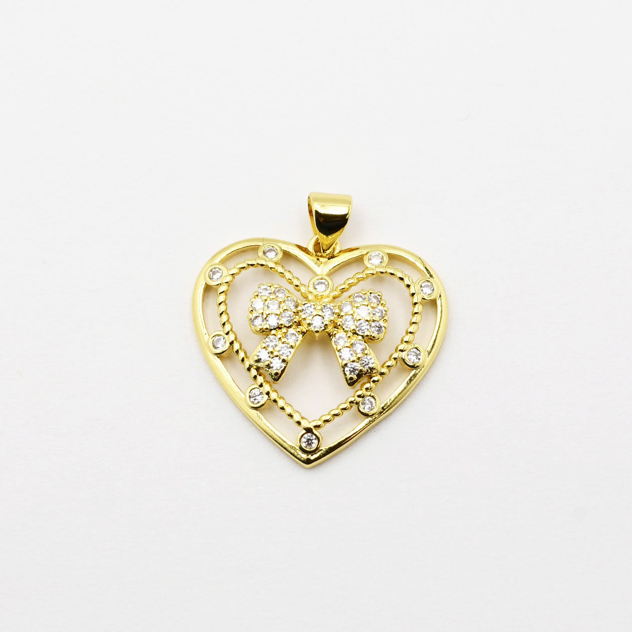 Gold Heart with Bow Charm