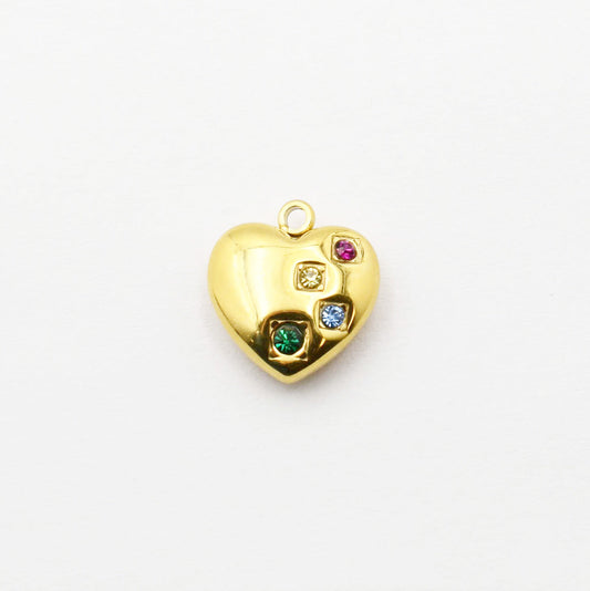 Jeweled Gold Heart Charm