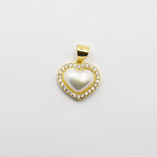 Pearl + Diamond Heart Charm
