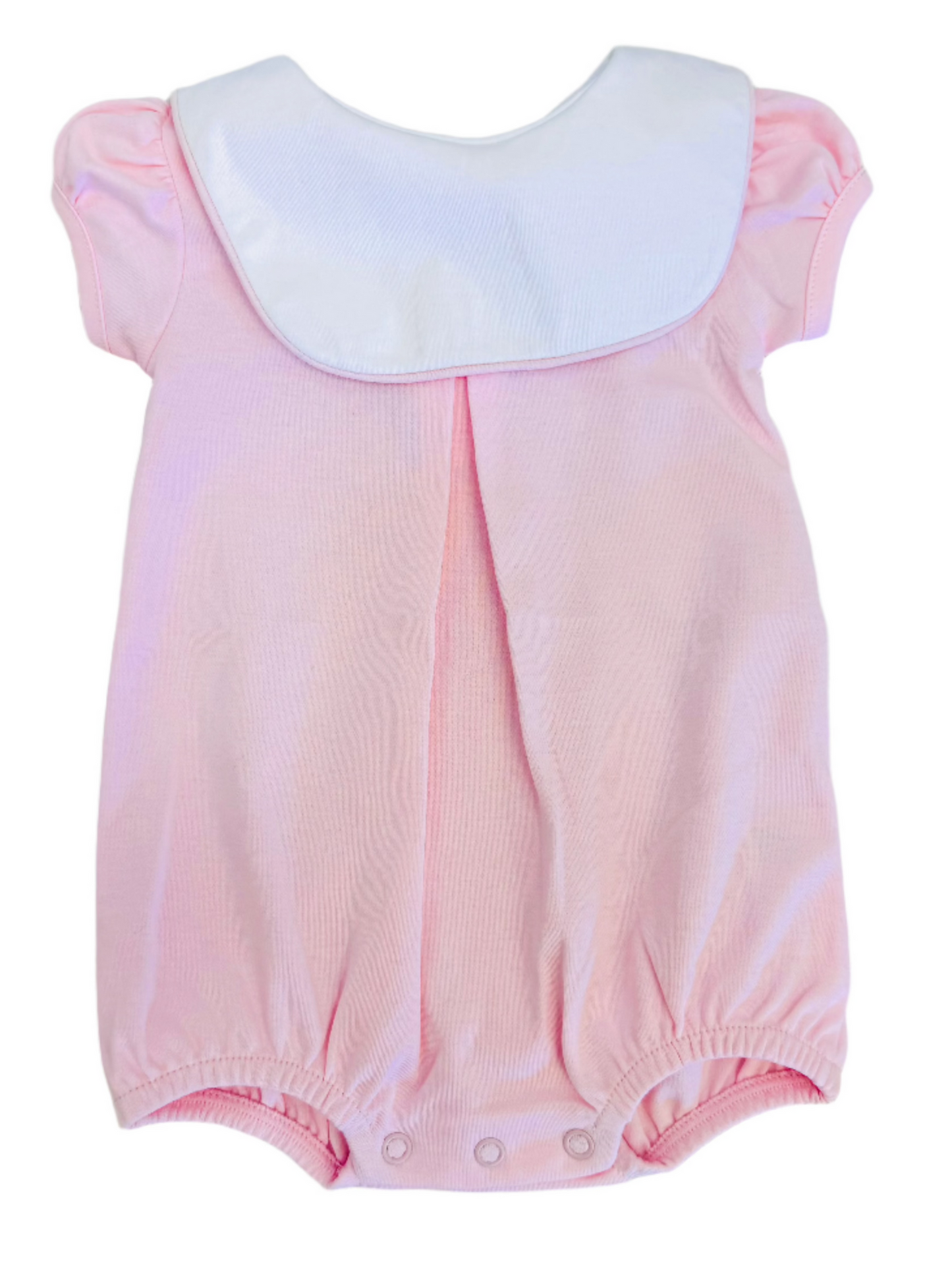 Pink Bib Pima Bubble with White Piping