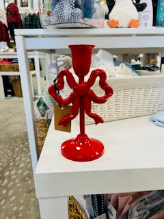 Metal Bow Candle Holder | Small | Red